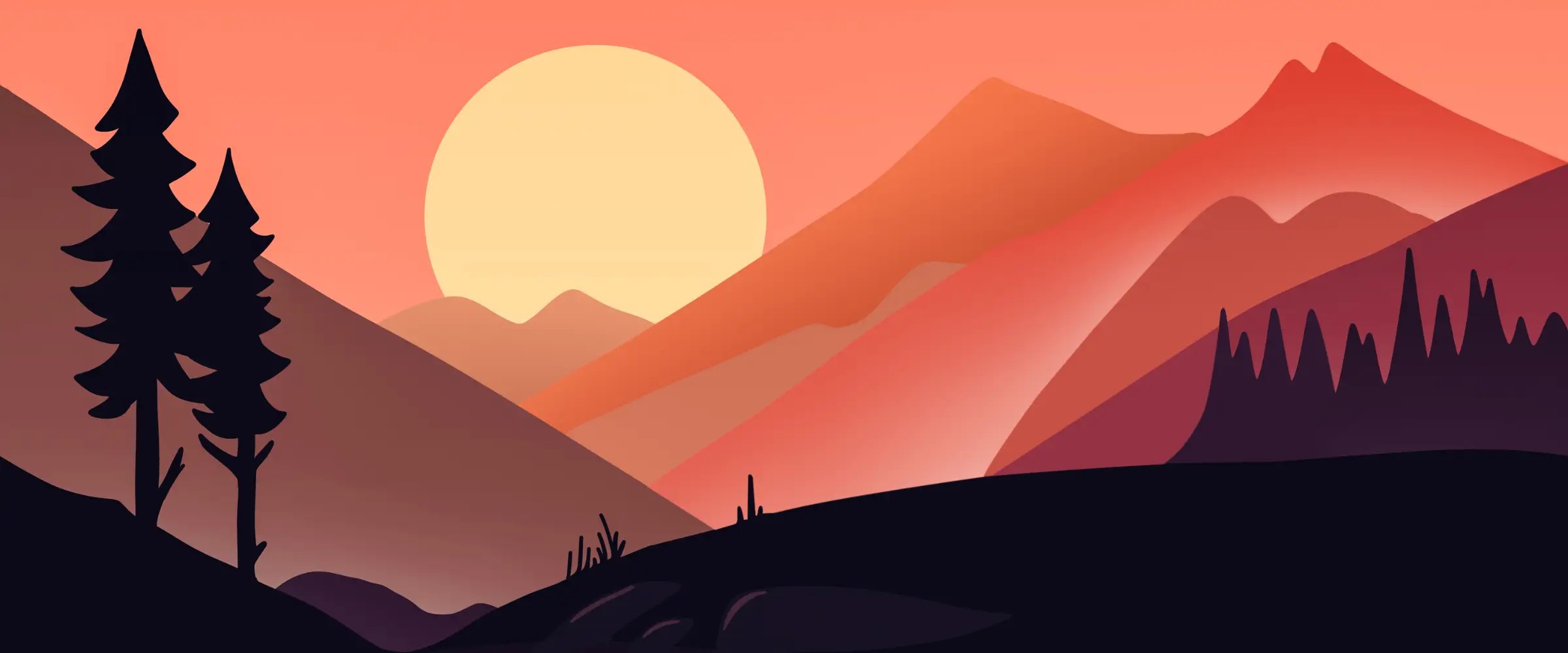 Illustration of a sunset on a red planet.